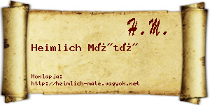 Heimlich Máté névjegykártya